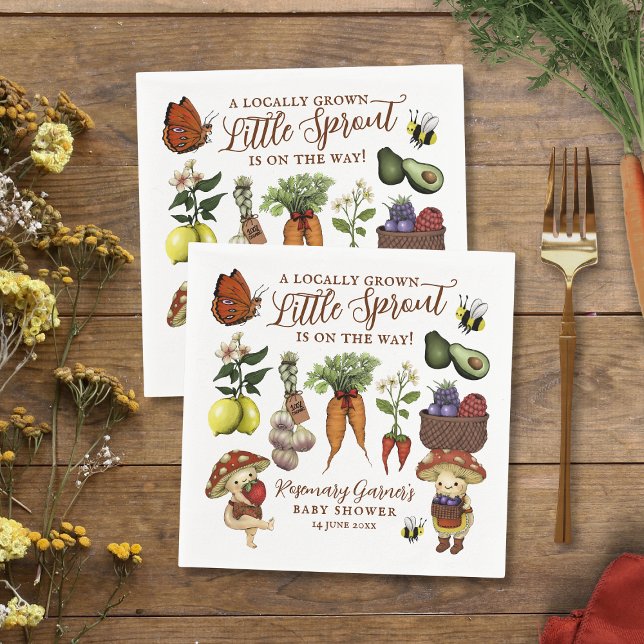 Cute Veg Locally Grown Little Sprout Baby Shower Napkin (Creator Uploaded)