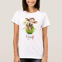 Cute Vegan Cow Farm Animal Flower Heart