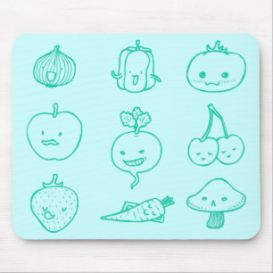 Cute Vegan Life Doodle Art Mousepad
