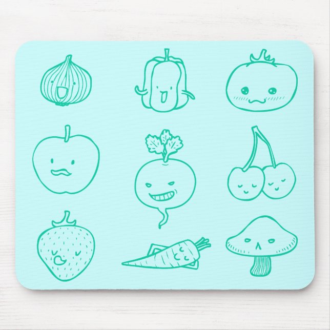 Cute Vegan Life Doodle Art Mousepad (Front)