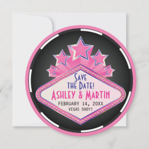 Cute Vegas Casino Destination Wedding Save Date