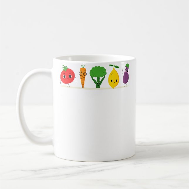 Cute Vegetable Art Men Women Healthy Veggie Vegan  Coffee Mug (Left)