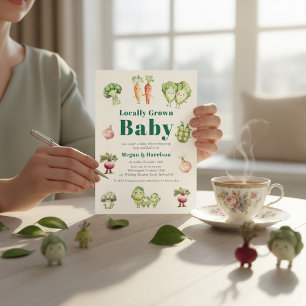 Cute Vegetable Baby Shower Invitation with QR rsvp