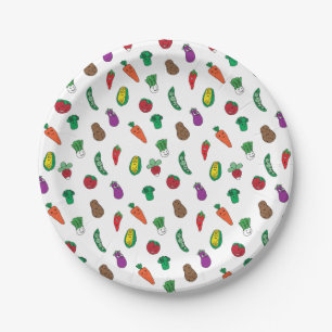 Cute Vegetable Food Pattern Paper Plate