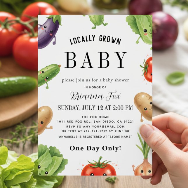 Cute Vegetable Locally Grown farm Baby Shower Invitation (Creator Uploaded)