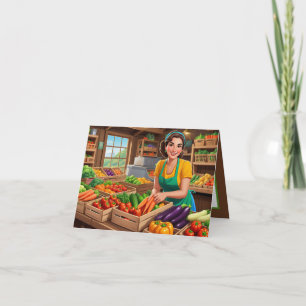 Cute vegetable vendors customisable card