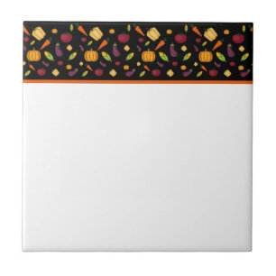 Cute vegetables black pattern  tile