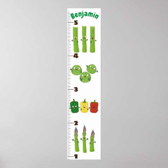 Cute vegetables cartoon illustration growth chart (Front)
