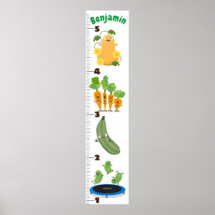 Cute vegetables cartoon illustration growth chart