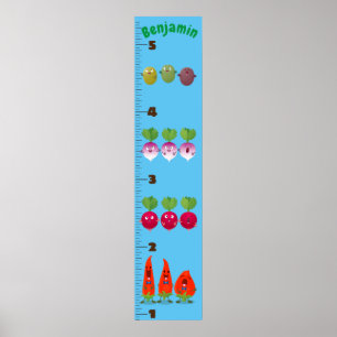 Cute vegetables cartoon illustration growth chart