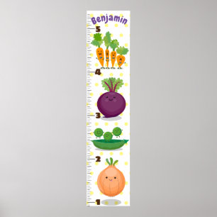 Cute vegetables cartoon illustration growth chart