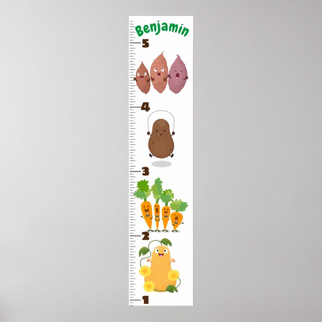 Cute vegetables cartoon illustration growth chart (Front)