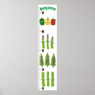 Cute vegetables cartoon illustration growth chart