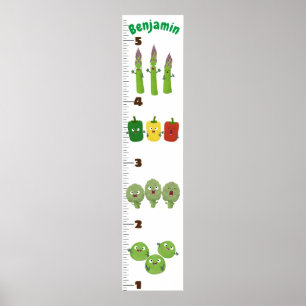 Cute vegetables cartoon illustration growth chart