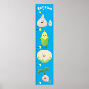 Cute vegetables cartoon illustration growth chart