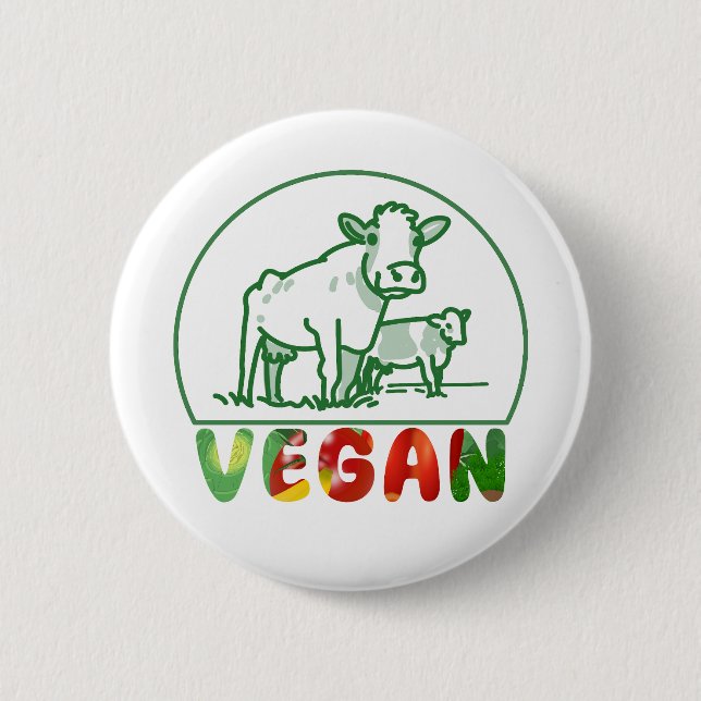 Cute Vegetarian Cow 6 Cm Round Badge (Front)