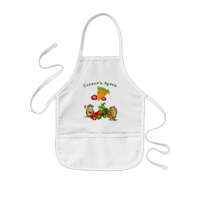 Cute Veggie Cartoon Characters Kids' Kids Apron (Front)