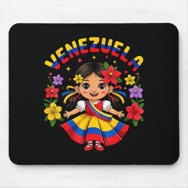 Cute Venezuela Girl Kids Traditional Dress Colorfu Mouse Mat (Front)