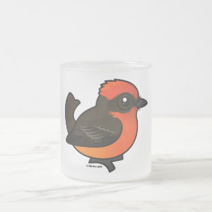 Cute Vermilion Flycatcher Frosted Glass Coffee Mug