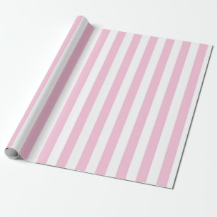 Cute Vertical Light Pink and White Stripes Pattern Wrapping Paper