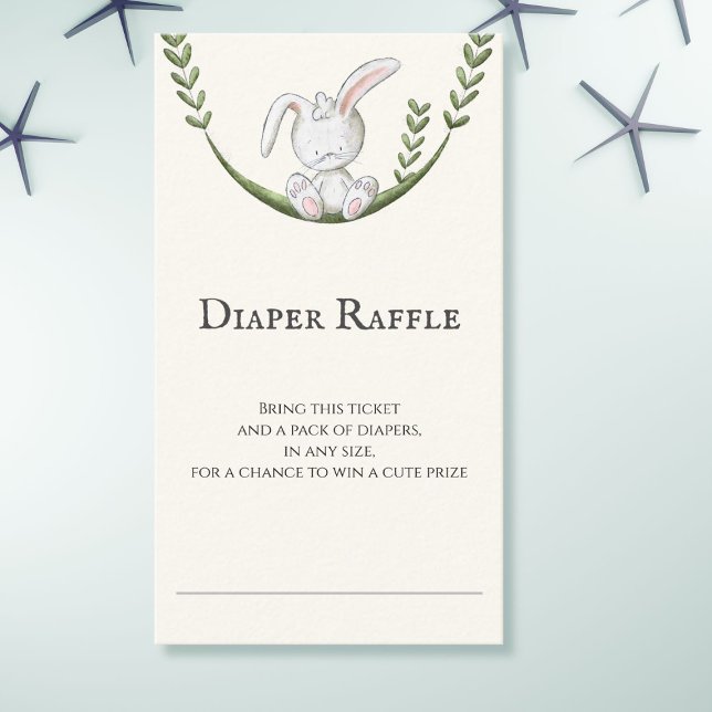 Cute Vertical White Bunny Rabbit Diaper Raffle Enclosure Card (Creator Uploaded)
