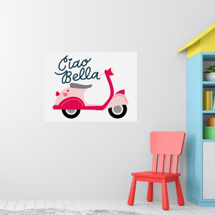 Cute Vespa Scooter Ciao Bella Poster