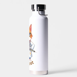 Cute Vet Cat "I Am a Vet" Design Water Bottle
