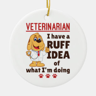 Cute Veterinarian Animal Doctor Dogtor Ruff Idea Ceramic Tree Decoration