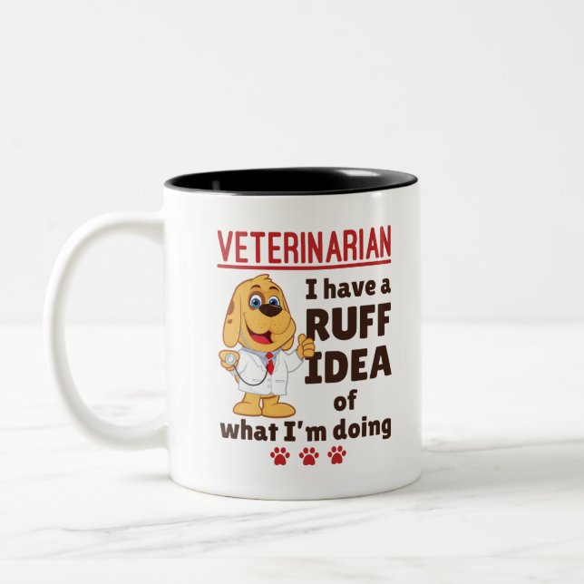 Cute Veterinarian Animal Doctor Dogtor Ruff Idea Two-Tone Coffee Mug (Left)