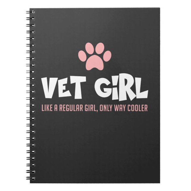 Cute Veterinarian Girl Vet Tech Woman Animal lover Notebook (Front)