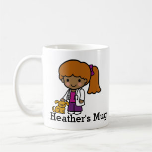 Cute Veterinarian Girl with puppy Coffee Mug