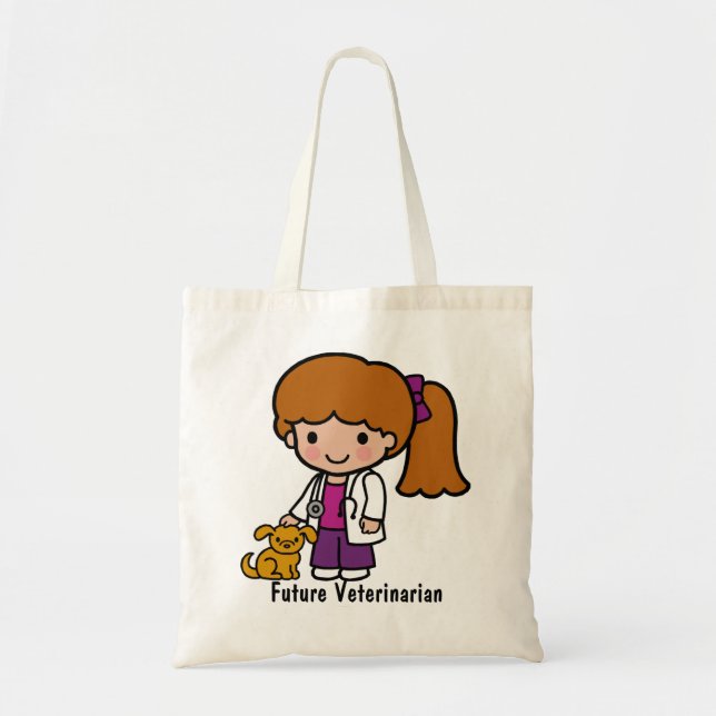 Cute Veterinarian Girl with puppy Tote Bag (Front)