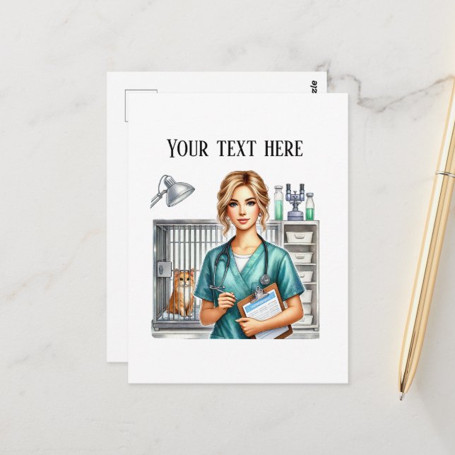 Cute Veterinarian Office customizable Postcard (Front/Back In Situ)