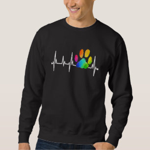 Cute Veterinarian Rainbow Paw Print Heartbeat Vet Sweatshirt