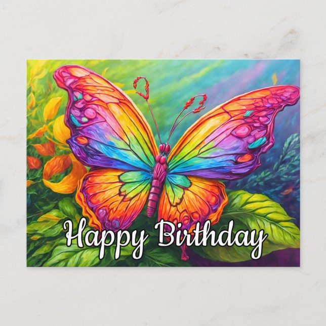 Cute Vibrant Artistic Butterfly Art Holiday Postcard (Front)