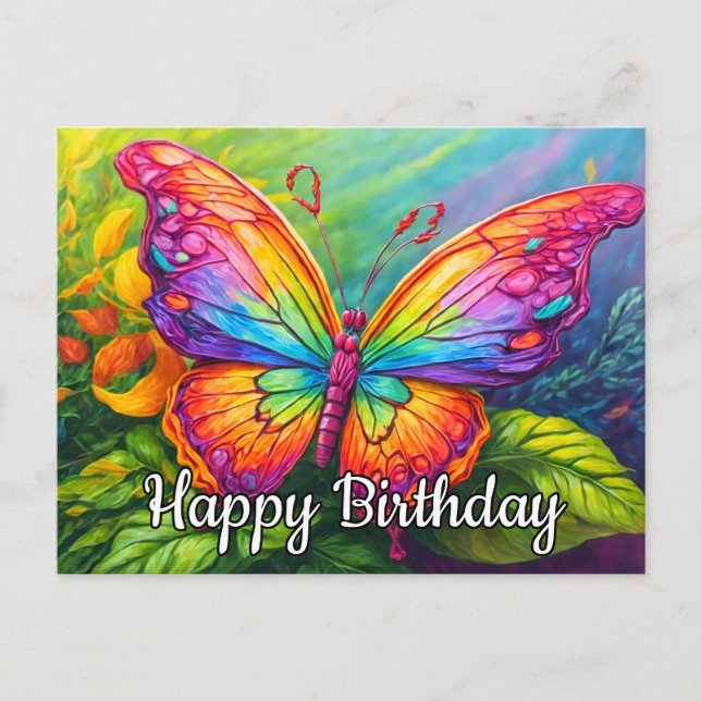 Cute Vibrant Artistic Butterfly Art Postcard (Front)