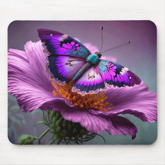Cute Vibrant Butterfly Illustration Mouse Mat (Front)