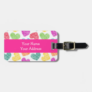 Cute Vibrant Doodled Heart Valentine's Day Pattern Luggage Tag