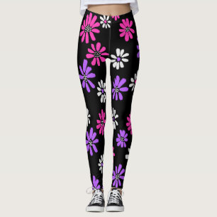 Cute Vibrant Pink And Purple Flowers  Leggings