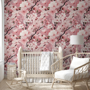 Cute Vibrant Pink Cherry Blossom Chic  Floral  Wallpaper