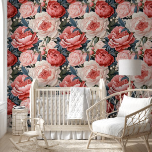 Cute Vibrant Pink Peonies Chic  Floral Wallpaper