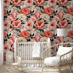 Cute Vibrant Pink Peonies Chic  Floral Wallpaper