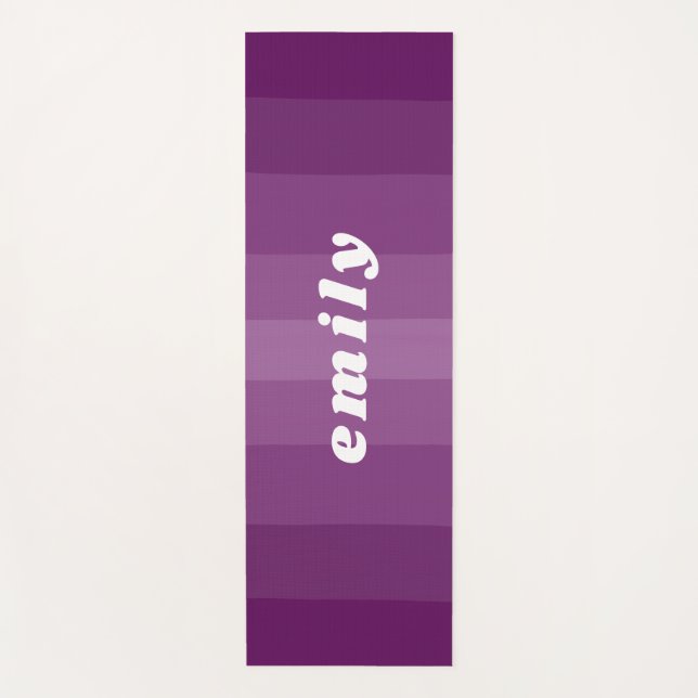 Cute Vibrant Purple Colour Design Custom Name Yoga Mat (Front)