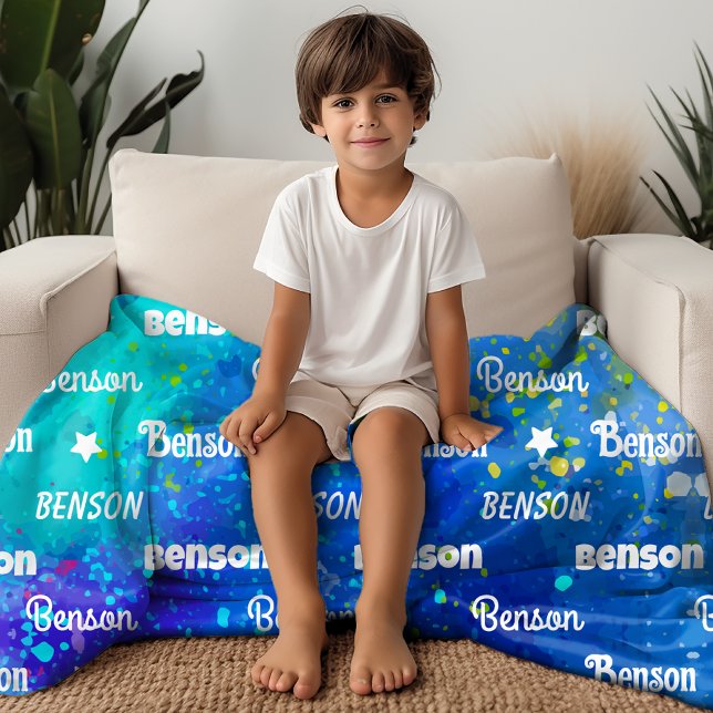 Cute vibrant repeating name personalised fleece blanket (Creator Uploaded)