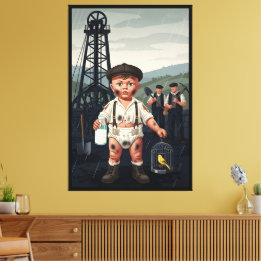 Cute Victorian Baby Coal Miner Canvas Print