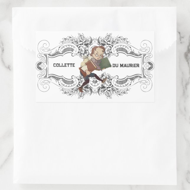 Cute Victorian Bookish Custom Bookplate Rectangular Sticker (Bag)