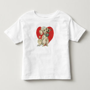 Cute Victorian Poodle With Rose And Red Heart   Toddler T-Shirt