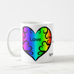 Cute victorian rainbow heart anniversary coffee mug