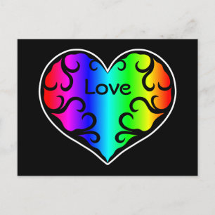 Cute victorian rainbow heart postcard