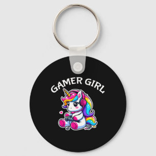 Cute Video Game Gaming Unicorn Gamer Girl 1 Key Ring